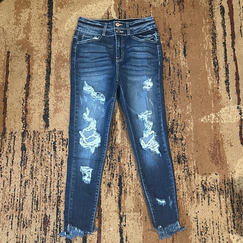 KanCan Dark Blue Distressed Skinny Jeans
